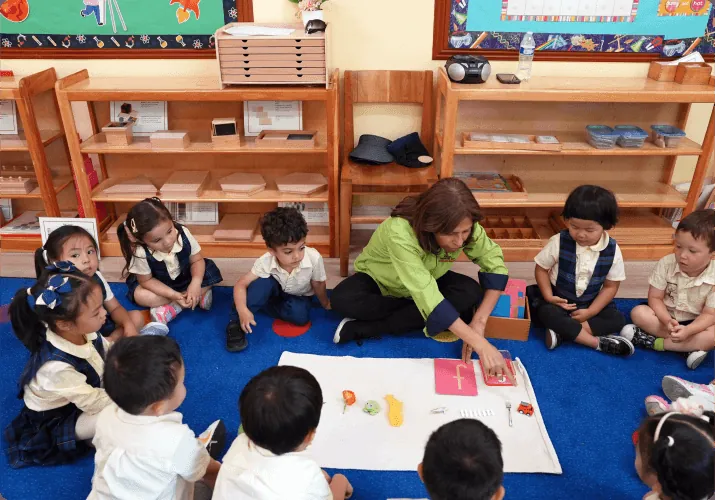 Circle time with friends at Diamond Bar Montessori Academy